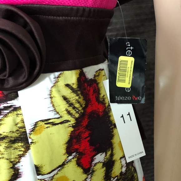 NWT Teeze Me Pink/BrownKnee Length Dress Size 11 - Picture 3 of 8